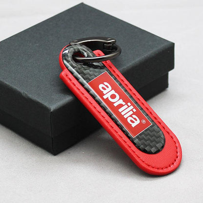 Motorcycle Carbon Fiber Leather Keychain