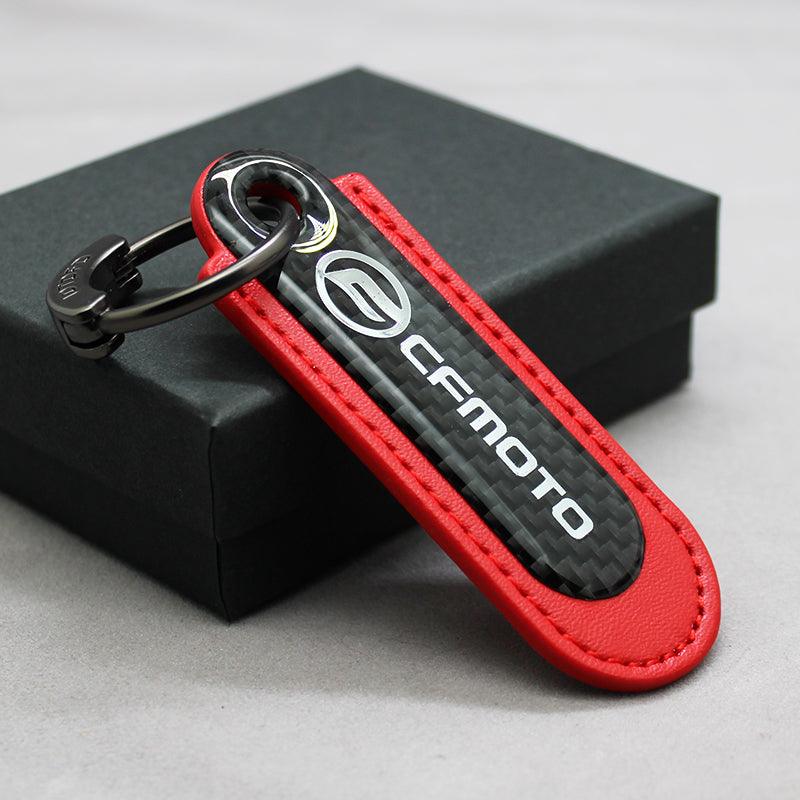 Motorcycle Carbon Fiber Leather Keychain