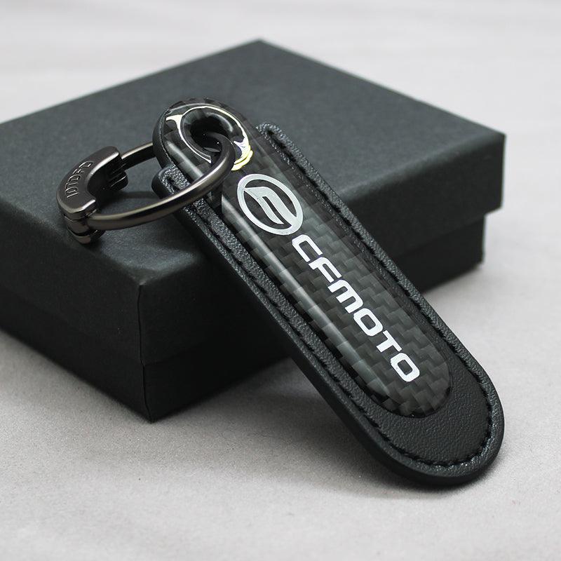 Motorcycle Carbon Fiber Leather Keychain