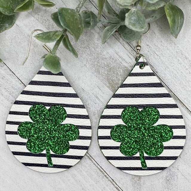 Beautiful Glitter Shamrock Earrings
