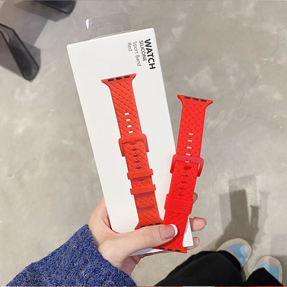 Apple Watch Basketweave-Texture Silicone Band with Buckle