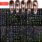 12pcs/set Cute Cartoon Dog/Cat Nail Art Stickers 3D Graffiti Black Cat Dog  Nail Decals 8*10cm Self-Adhesive Cartoon Nail Art Su