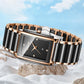 Women's Rectangular Ceramic Quartz Date Watch