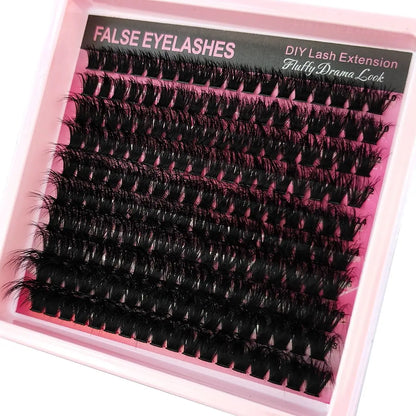 10Row 40D-200D 5D Fluffy Thick Lashes Clusters 10-18mmMix Wispy Individual Lashes Extensions Clusters DIY Makeup False Eyelashes