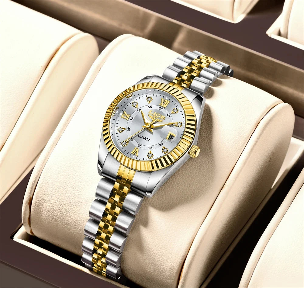Women's 27mm Fluted Bezel Quartz Date Watch