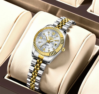 Women's 27mm Fluted Bezel Quartz Date Watch