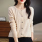 Long Sleeve Knitted O-neck Basic Thick Warm Cardigan
