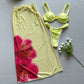 Hibiscus rose three piece swimsuit