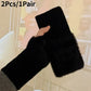 Women's Long Fleece Winter Gloves, Soft Warm Hand Warmer with Elastic Cuffs, Comfortable Cold Weather, Outdoor & Casual Wear