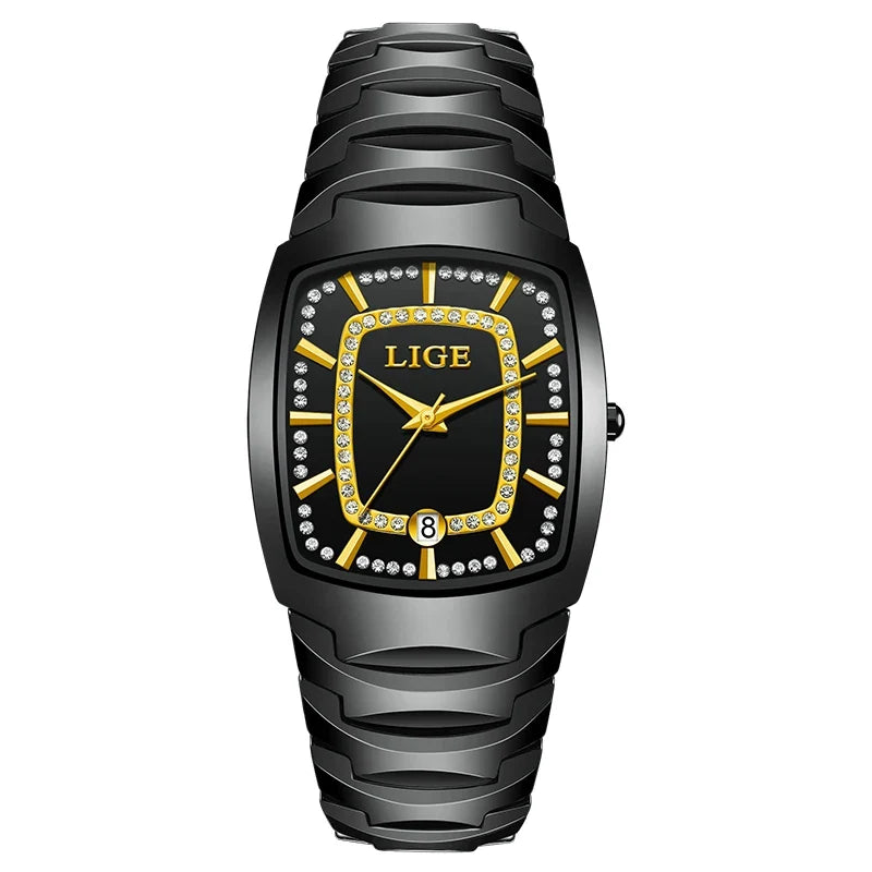 Women's Ceramic Tonneau Crystal Dial Watch