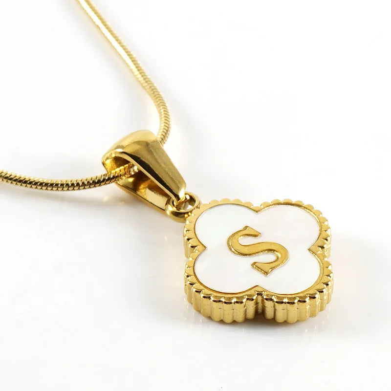 Lucky Clover Stainless Steel Pendant Necklace