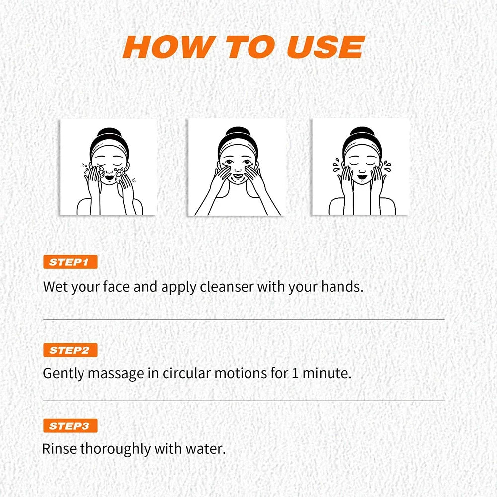 Turmeric Cleanser Moisturize Facial Brightening Skin Tone Daily Face Wash Foam with Brush Skin Care Clean Lemon Fruit Extract