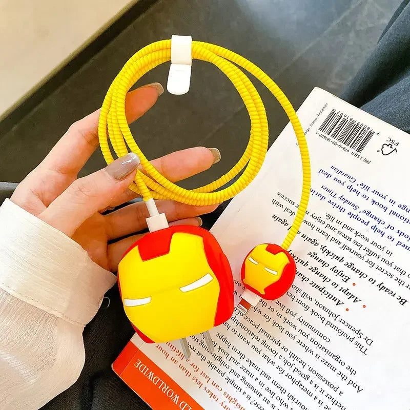 4Pcs/set Cable Protector for iPhone / iPad 18W/20W Charger Protection Cute Cartoon Protector Spring Cable Winder Accessories