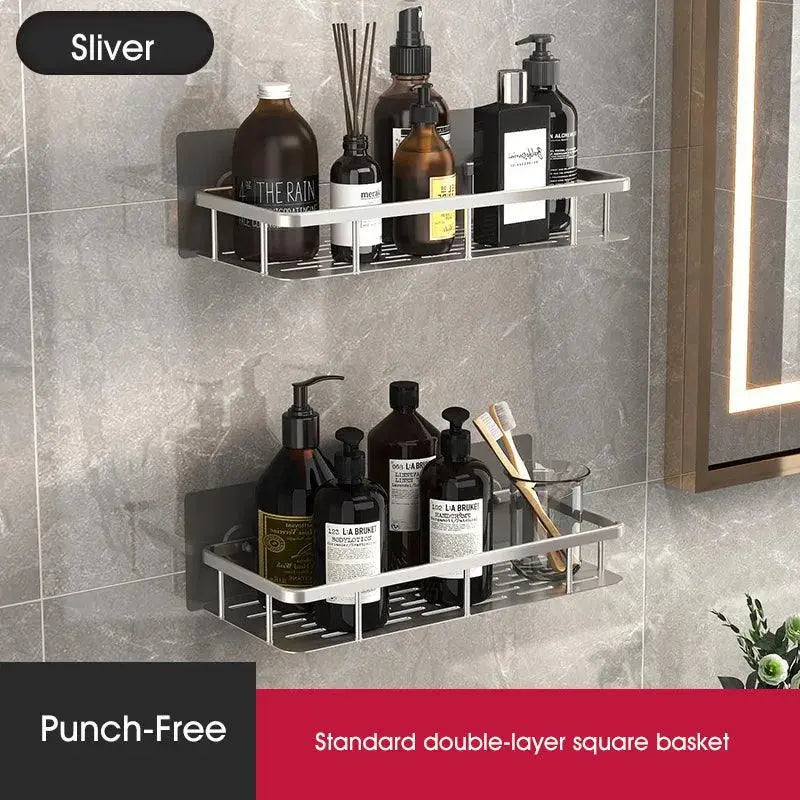 Easy Mount Bath Organizer: No-Drill Wall-Mounted Shelves