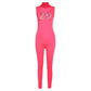 Women Tracksuit Slim Elastic High Print Figure Zipper Jumpsuit Y2K Sports