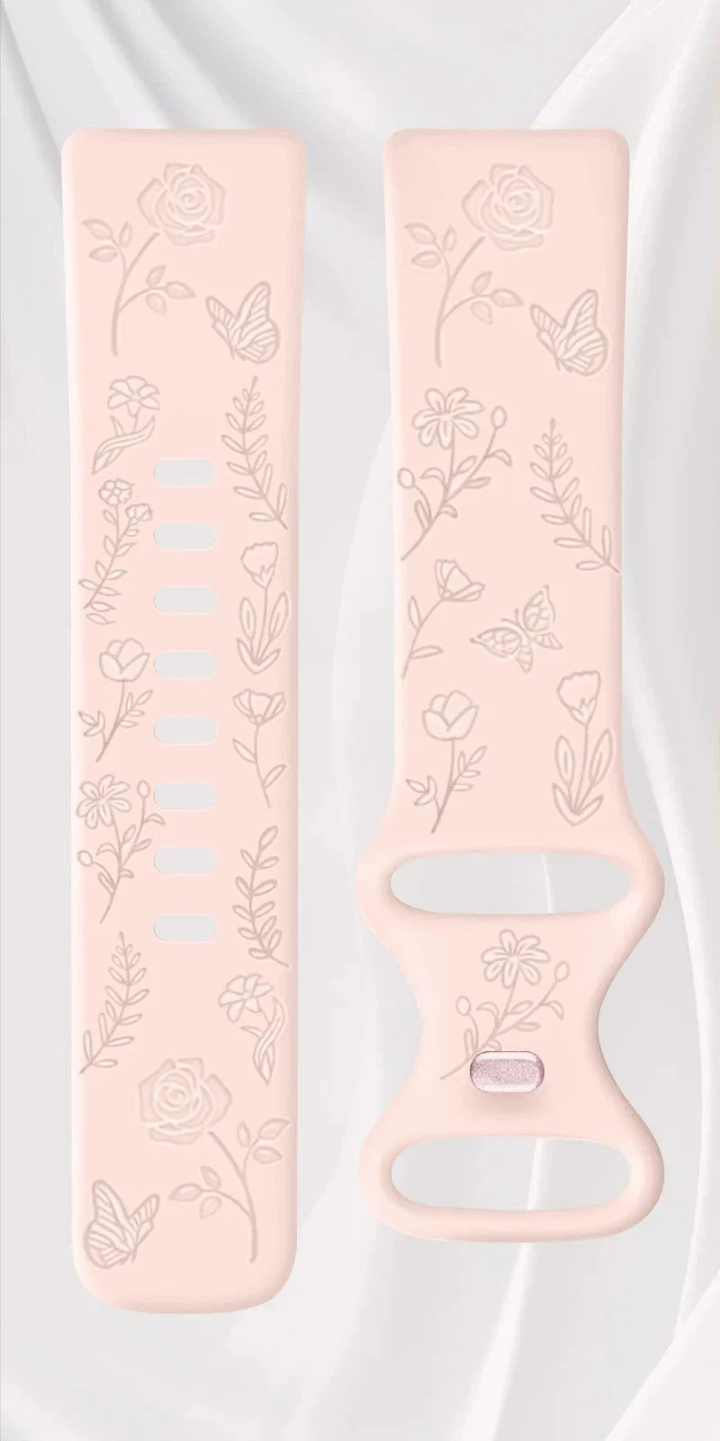 Fitbit Charge 5 & 6 Floral Engraved Band, Soft TPU