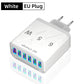65W 6 Ports USB Charger Fast Charging QC3.0 Travel Charger For iPhone 14 Samsung Xiaomi Mobile Phone Adapter EU KR US UK Plug