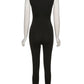 Women Tracksuit Slim Elastic High Print Figure Zipper Jumpsuit Y2K Sports