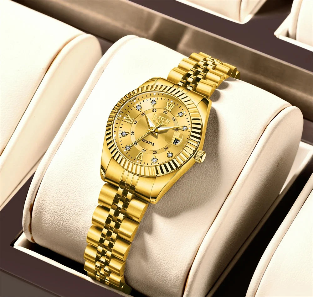 Women's 27mm Fluted Bezel Quartz Date Watch