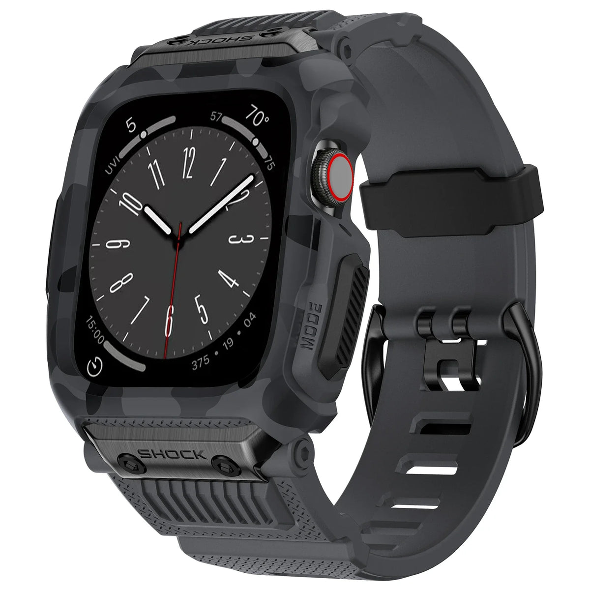 Apple Watch Rugged Rubber Band with Case, Camo or Black