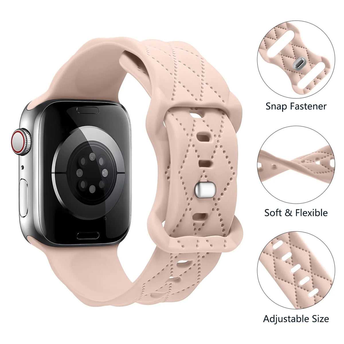Apple Watch Quilted Diamond-Pattern Silicone Band