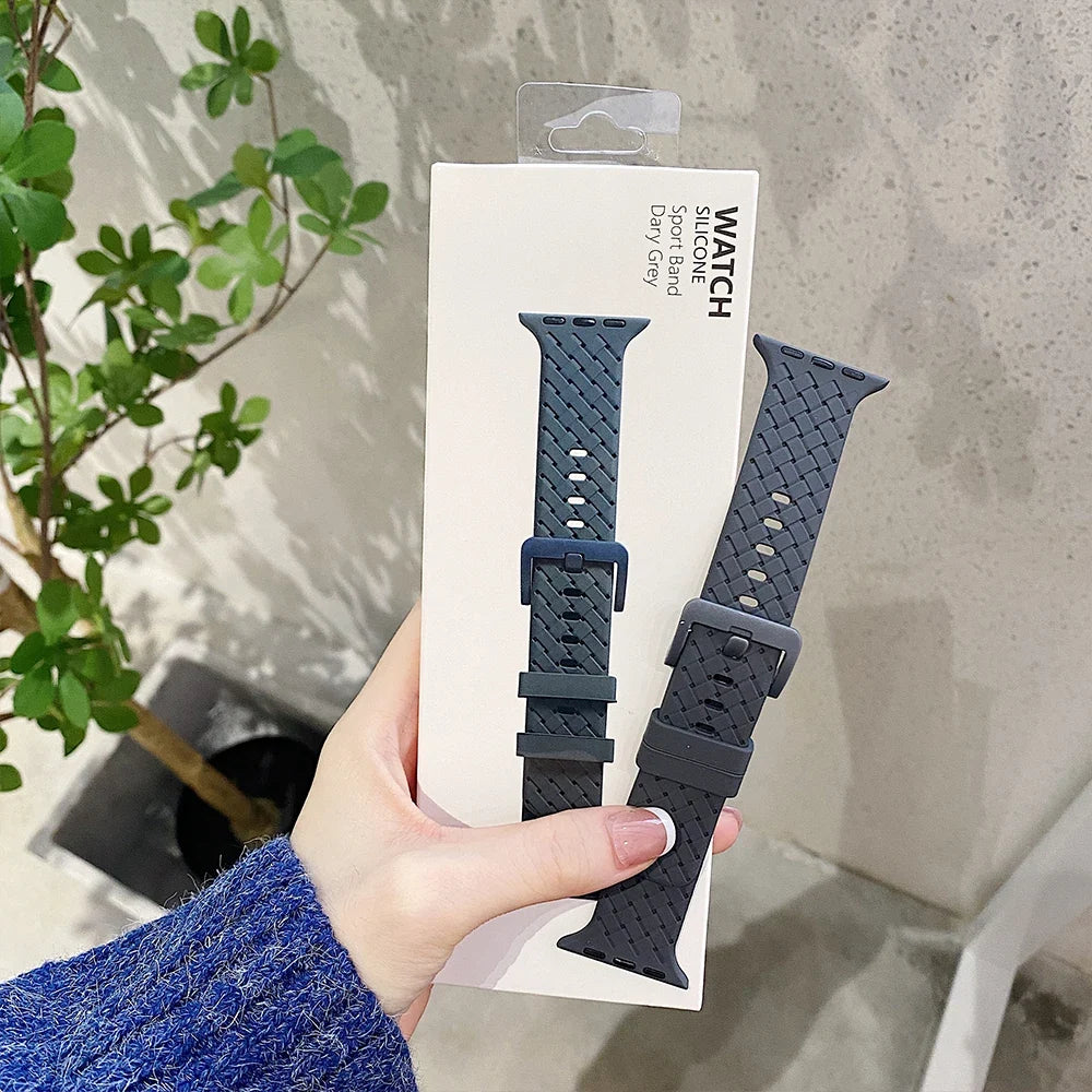 Apple Watch Basketweave-Texture Silicone Band with Buckle