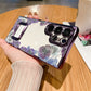 For Samsung S24 Ultra Luxury Plating Logo Hole Case For Samsung Galaxy S23 Ultra S22 Plus Flower Camera Film Transparent Cover