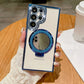 Luxury Glitter Mirror for Magsafe Case for Samsung Galaxy S24 Ultra S23 S22 Plus Bracket Stand Diamond Plating Transparent Cover