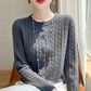 Long Sleeve Knitted O-neck Basic Thick Warm Cardigan