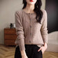 Long Sleeve Knitted O-neck Basic Thick Warm Cardigan