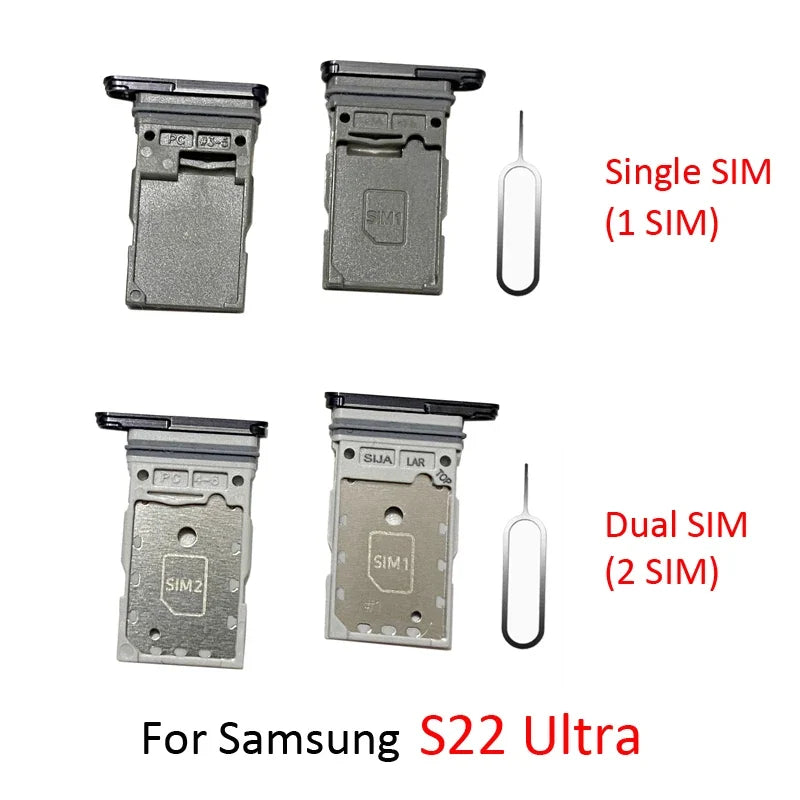 For Samsung Galaxy S22 Ultra S908 S908B Phone New SIM Chip Tray Slot Holder Adapter Single Dual Card S22 Ultra Accessories Parts