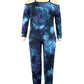 Plus Size Women's Off Shoulder Tie Dye Casual Suit