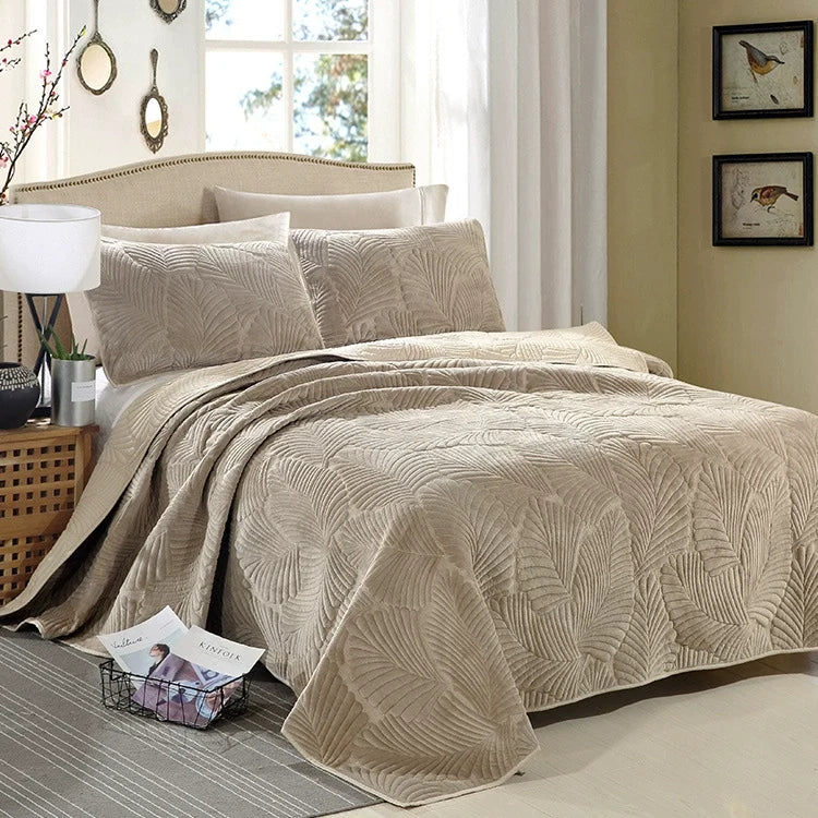 Chalet Velvet & Cotton Bedspread Set, 3-Piece