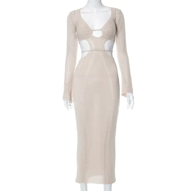 Ladies Long Sleeve Hollow Dress