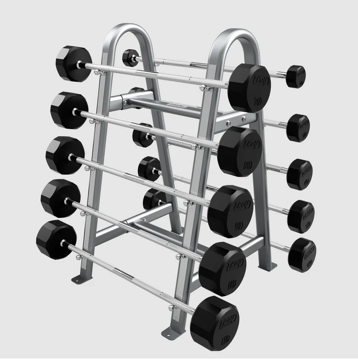 12-Sided 20-110lb Solid Rubber Straight Barbell Set by Troy Barbell