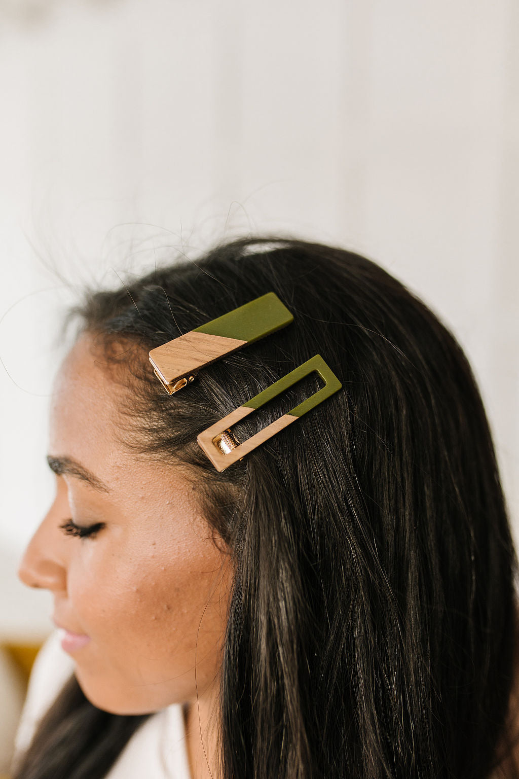 Two Tone Hair Clip Set in Green **FINAL SALE**