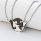 1 Set Couple Charm Cat Pendant Necklace Women Men Stainless Steel Girl Gift Jewelry Blue Cololr
