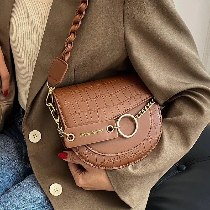 Soft Leather Saddle Messenger Bag - Versatile Shoulder Bag