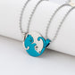 1 Set Couple Charm Cat Pendant Necklace Women Men Stainless Steel Girl Gift Jewelry Blue Cololr
