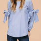 Women's Tie Sleeve Poplin Crewneck Blouse | Femstylo