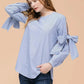Women's Tie Sleeve Poplin Crewneck Blouse | Femstylo