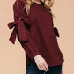 Women's Tie Sleeve Poplin Crewneck Blouse | Femstylo