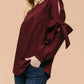 Women's Tie Sleeve Poplin Crewneck Blouse | Femstylo