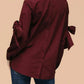 Women's Tie Sleeve Poplin Crewneck Blouse | Femstylo