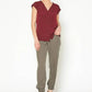 Women's Basic Sleeveless V Neck Button Top In Burgundy