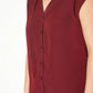 Women's Basic Sleeveless V Neck Button Top In Burgundy