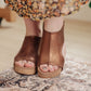 Walk This Way Wedge Sandals in Antique Bronze