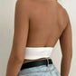 White Cross Front Halter Neck Underbust Top