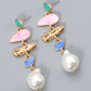 Abnormal Shape Zinc Alloy Synthetic Pearl Dangle Earrings