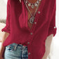 Loose V-Neck Long Sleeve Top